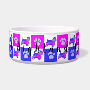 Westie Dog & Paw Hot Pink en Blue Dog Bowl Voerbakje