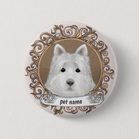 Westie Dog Ronde Button 5,7 Cm (Voorkant)