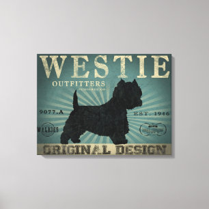 Westie Dog Rustic Art Canvas Afdruk