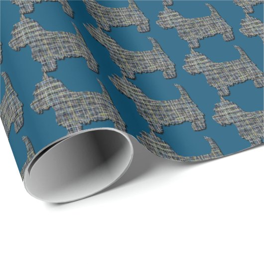 Westie Dog Schattige Dierensilhouet Y&B Raster Bla Cadeaupapier (Rol Hoek)