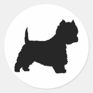 Westie Dog (zwart) Ronde Sticker
