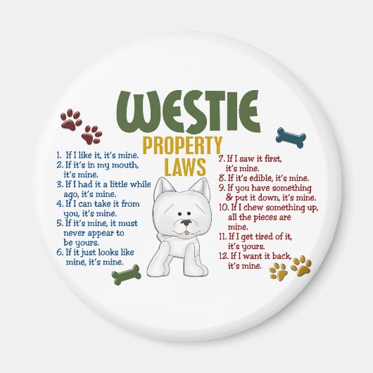 Westie-eigendomswetten 4 magneet (Voorkant)