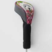Westie en roze bloemen golfheadcover (Schuin)