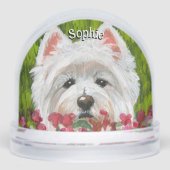 Westie en roze bloemen sneeuwbol (Voorkant)