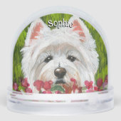 Westie en roze bloemen sneeuwbol (Achterkant)