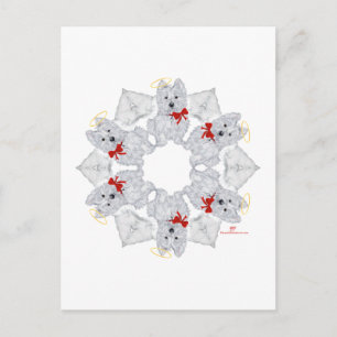 Westie Engel Sneeuwvlokje Briefkaart