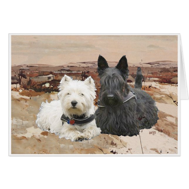 Westie et Scottie ensemble automne (Devant horizontal)