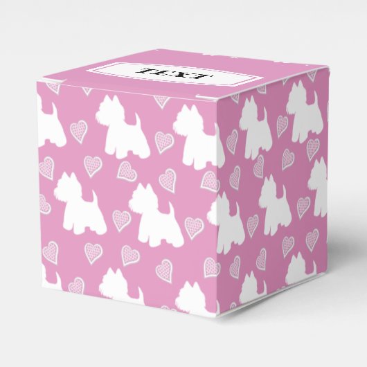 Westie Favor Box Roze harten Bedankdoosjes (Voorkant Zijde)