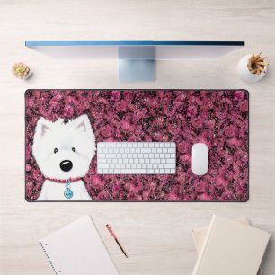 Westie Floral Impressions Bureau Mat