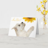 Westie Hallo Blank Notecard Kaart (Gele Bloem)