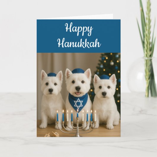 Westie Hanukkah Kaart- Blank Kaart (Voorkant)