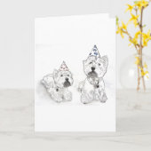 Westie Happy Birthday Kaart (Gele Bloem)