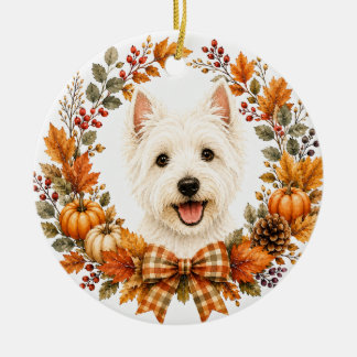 Westie Herfstkrans Keramisch Ornament
