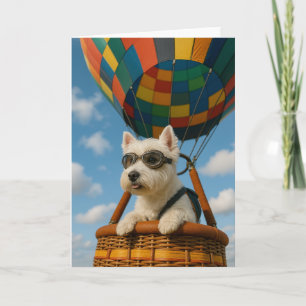 Westie Hete Luchtballon Wenskaart - Blank Kaart