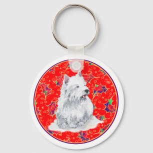 Westie Hier Komt Kerstman Sleutelhanger