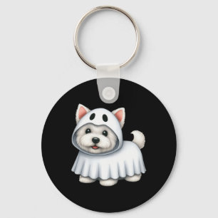 Westie hond Halloween kostuum spook West Terrier Sleutelhanger