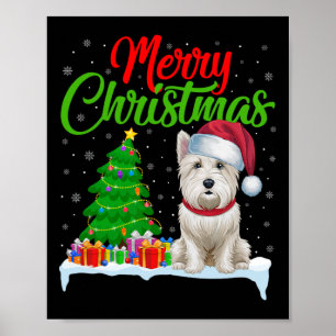 Westie Hond Kerstboom Lichten Grappig Kerstmis Wes Poster