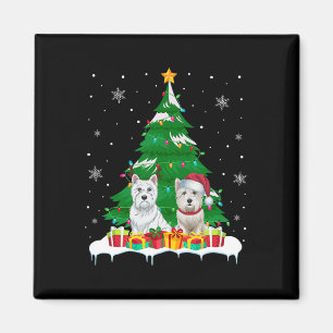 Westie Hond Kerstboom Lights Santa Reindeer Xm Magneet