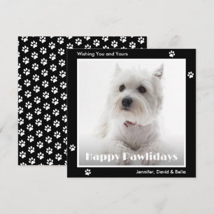 Westie Hond Pootafdrukken Huisdier Foto Zwart Feestdagenkaart