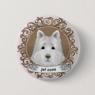 Westie Hond Ronde Button 5,7 Cm