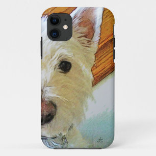 Westie-honden gezicht, naar je kijkend iPhone 11 hoesje