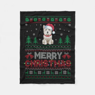 Westie Hondenliefhebbers Santa Hat Kerstboom Light Fleece Deken