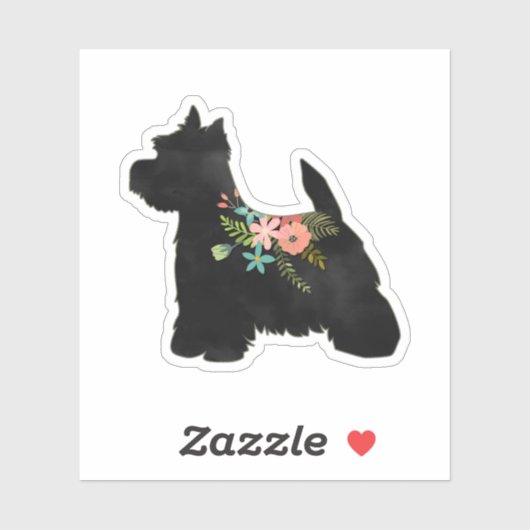Westie Hondenras Boho Floral Silhouette Sticker (Vel)