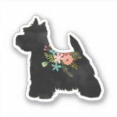 Westie Hondenras Boho Floral Silhouette Sticker (Voorkant)