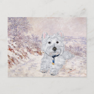 Westie in de Winter Briefkaart