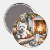 Westie Kerst Scene Magnet Magneet (Voorkant / Achterkant)