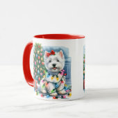 Westie Kerstboom Lichten Mok (Voorkant links)