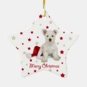 Westie kerstboomversiering Westie Pup Keramisch Ornament (Achterkant)