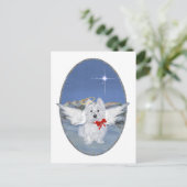 Westie kerstengel feestdagenkaart (Staand voorkant)