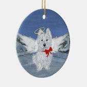Westie kerstengel keramisch ornament (Rechts)