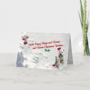 Westie Kerstknuffels en Kusjes Wenskaart #2 Feestdagen Kaart
