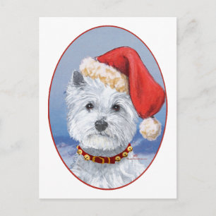 Westie Kerstman Helper Feestdagenkaart