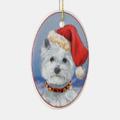 Westie Kerstman Helper Keramisch Ornament (Rechts)