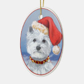 Westie Kerstman Helper Keramisch Ornament (Links)