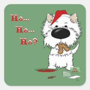 Westie Kerstmis - Hoe Ho Ho??? Vierkante Sticker