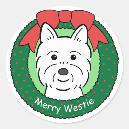 Westie Kerstmis Ronde Sticker (Voorkant)