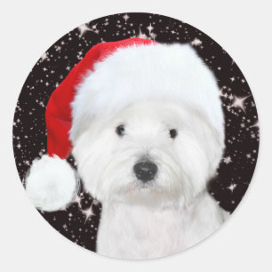Westie Kerstmis Ronde Sticker