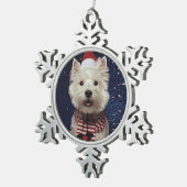 Westie Kerstmis Tin Sneeuwvlok Ornament (Rechts)