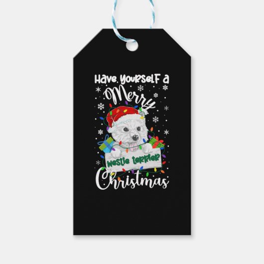 Westie Kerstmis West Highland Witte Terriër Xmas Cadeaulabel (Voorkant)