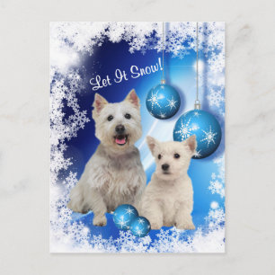 Westie Laat Het Sneeuw Vakantie Groet Feestdagenkaart