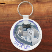 Westie Luv N Life op een boot Sleutelhanger (Voorkant)