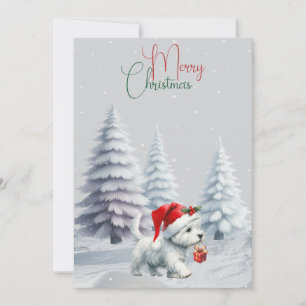 Westie met cadeau Kerstkaart