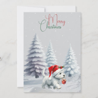 Westie met cadeau Kerstkaart