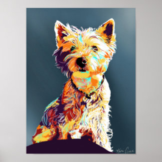 Westie, met de hand getekend pop-art Poster