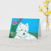 Westie met de kaarten van de Nota van de Kosmos (Gele Bloem)