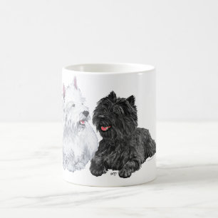 Westie met een Black Cairn Terrier Koffiemok